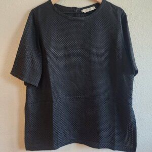 Valentino Miss V Shirt Womens Large Textured Short Sleeve Made in Italy Top